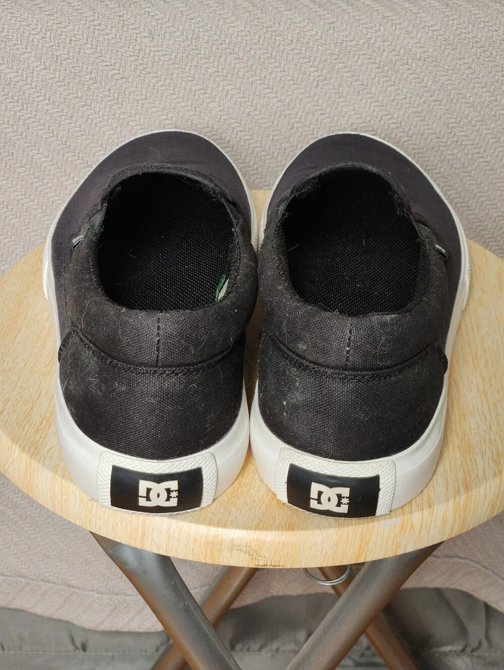 DC Trace Black Slip-On Canvas Vegan White Sole Skate Sneakers